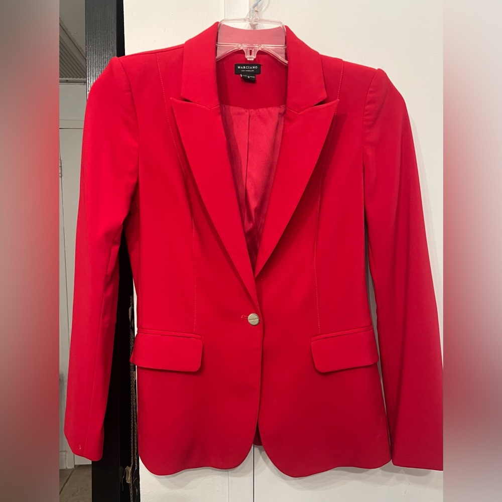 Marciano Guess Vibrant Women’s Red Blazer Size 6 Single Button Notched